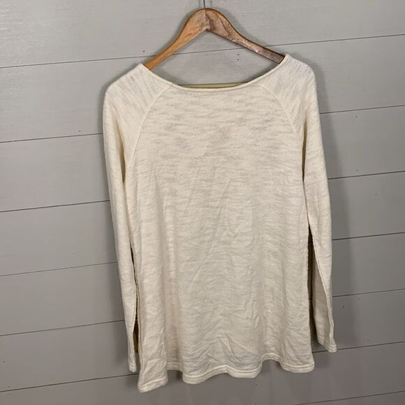 Entro boho hippie long sleeved cream colored knit lacy fringe top medium - Picture 8 of 8